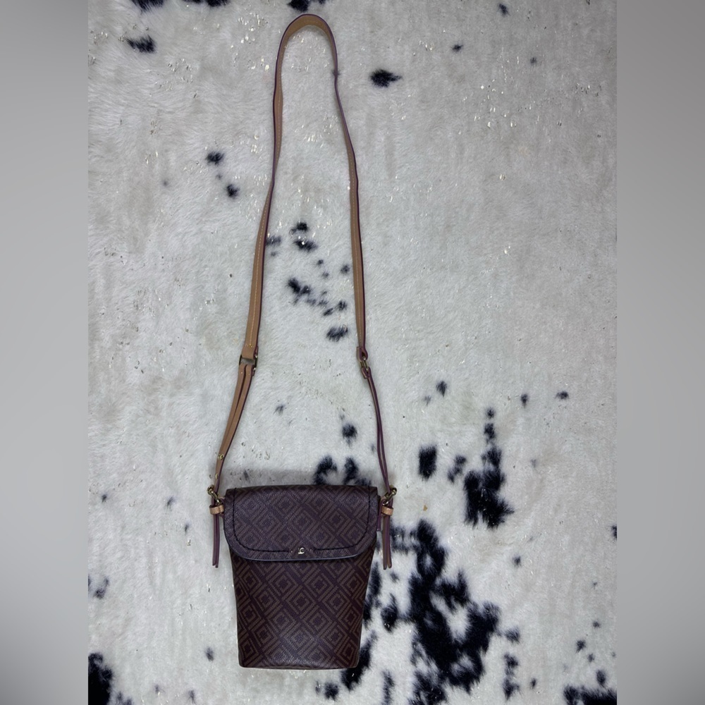 Liz Claiborne Women’s Brown Leather Mini Snap Shoulder Bucket Bag Purse